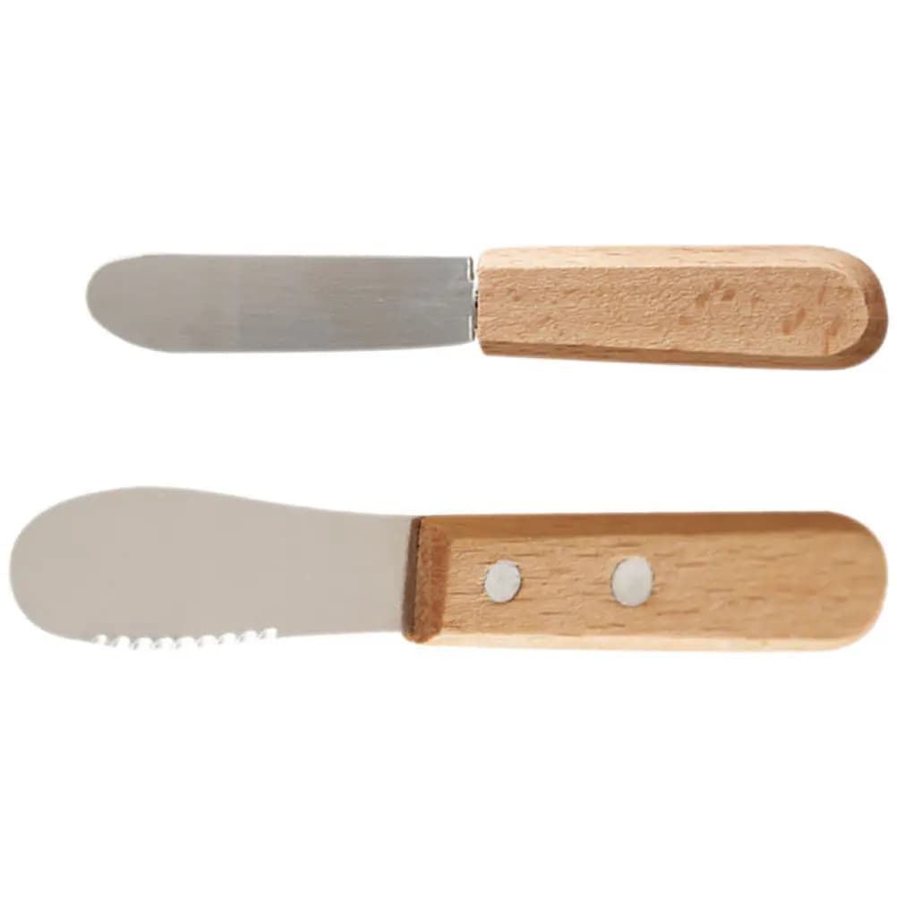 Coltello per Burro e Spatola per Formaggio in Acciaio Inox con Manico in Legno, Utensile da Cucina per Pane e Alimenti