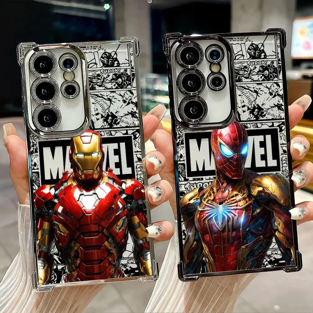 Cover per Samsung Galaxy S26 S25 S26Ultra Edge S24 S23 S22 Plus S21 Ultra FE con design Marvel Spiderman Ironman, custodia morbida per telefono