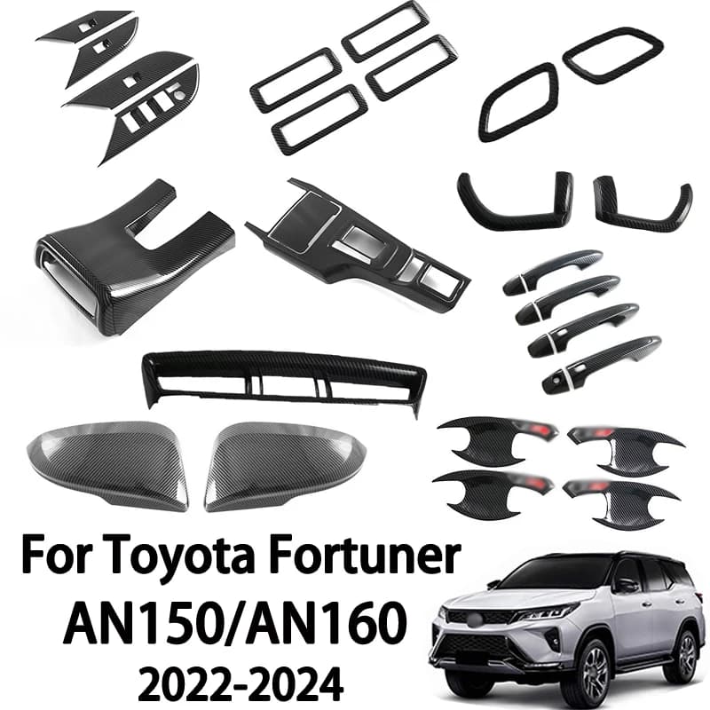 For Toyota Fortuner AN150 AN160 2022-2024: Carbon Fiber Gear Cover, Window Control Panel, Door Handle Finishes - Car Accessories