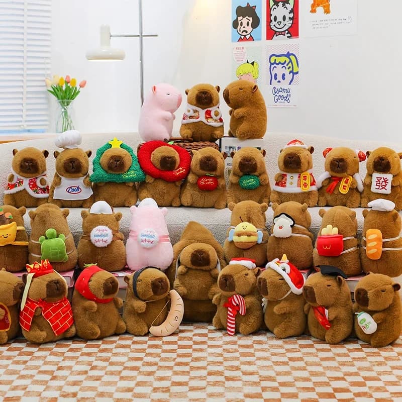 Peluche Capibara da 25 cm, Simulazione Anime, Morbido Giocattolo Imbottito, Pupazzo Decorativo per Bambini, Cuscino per le Feste