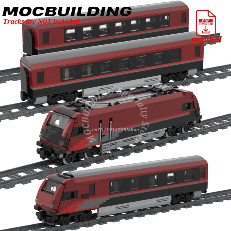 Modello di Treno RJ MOC Edifici Cittadini Set Ferroviario Locomotiva Mattoncini da Costruzione Giocattoli Fai-da-Te Regali