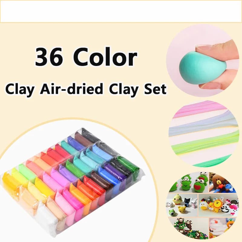 36 Argilla colorata Set di argilla essiccata all'aria Argilla plastica ultraleggera con strumenti di intaglio Artigianato fai-da-te Regali Bambini Modellazione non tossica Divertimento