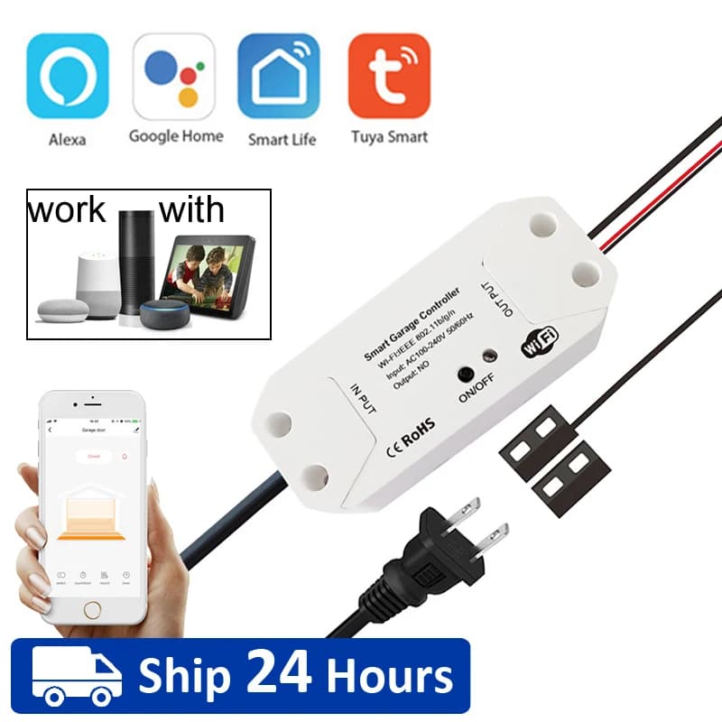 TUYA WIFI 2.4G Smart garage door controller Garage remote control support APP SmartLife Alexa Google Assistant