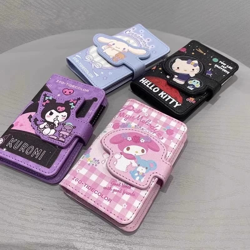 Sanrio Hello Kitty Porta carte Cinnamoroll Kuromi Melody Portamonete Porta carte bancarie Porta documenti Kawaii Pu Borsa multifunzionale