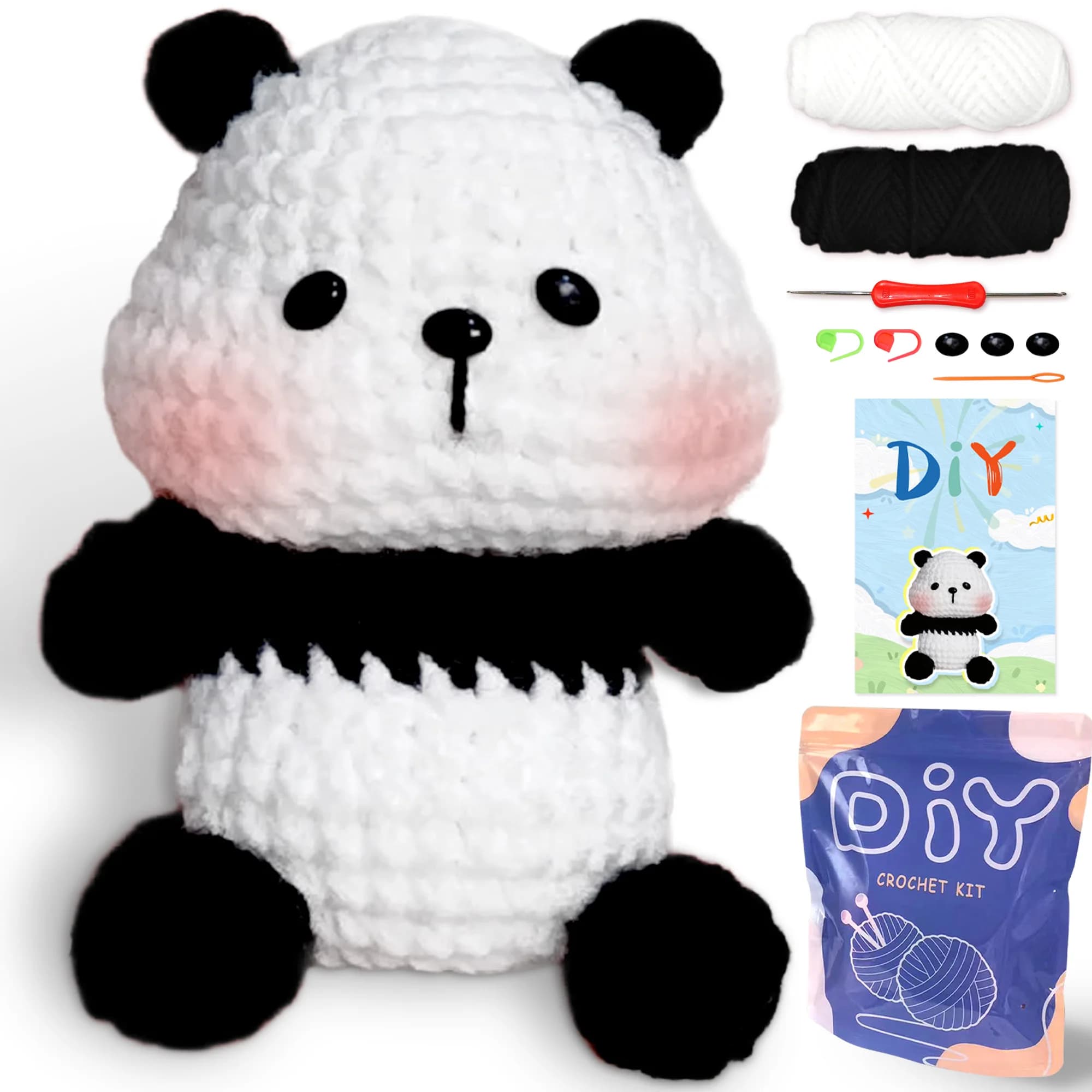 YAMAXIN Principiante 1pc Panda Uncinetto Ago Kit FAI DA TE Amichevole Set di Strumenti Artigianali per Principianti Facile Arti E Mestieri di Lavoro A Maglia