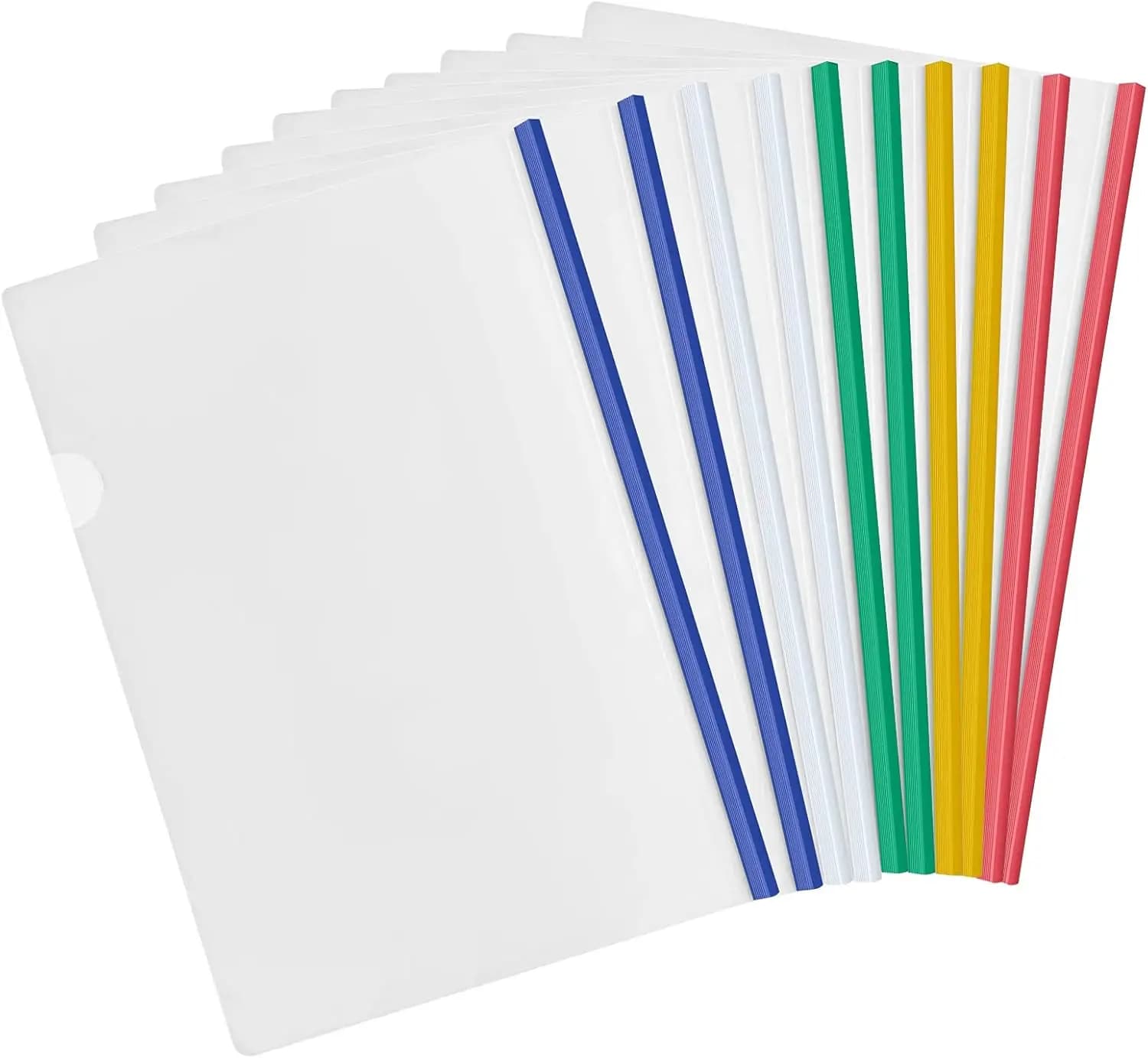 Confezione da 10 Cartelle A4 Trasparenti con Barra Scorrevole, Copertine per Documenti con Clip in Plastica, Organizzatore per Cartelle e Raccoglitori