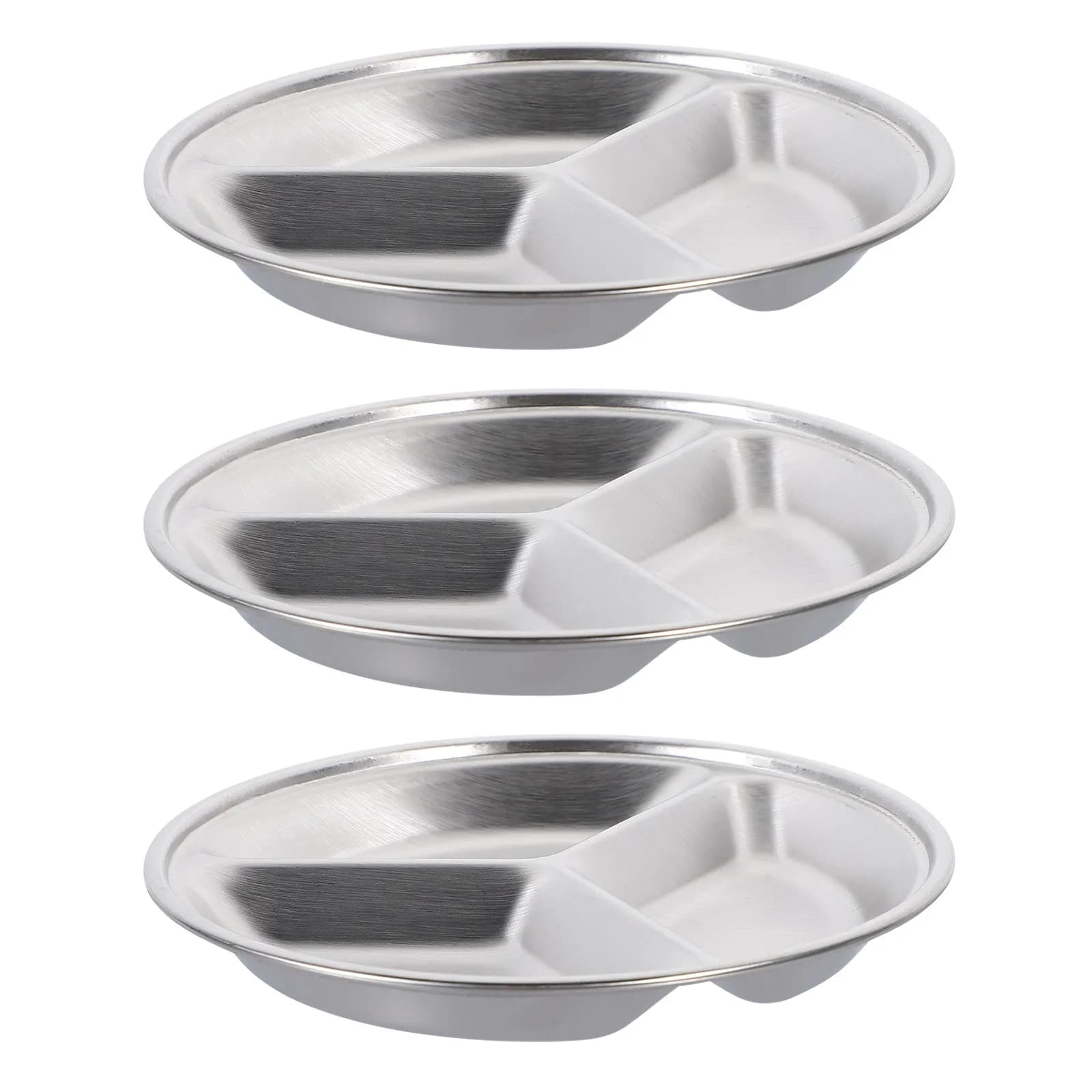 Set di 3 Piatti Premium in Acciaio Inossidabile con Scomparti per Salse, Spezie, Antipasti e Condimenti da Cucina