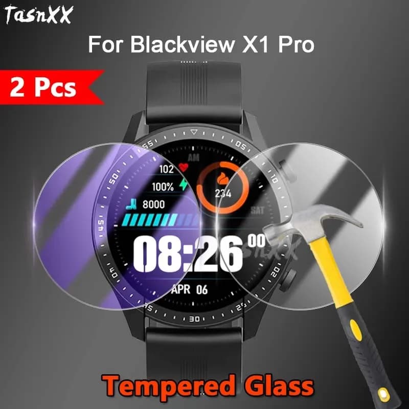 2 pezzi per Blackview X1 Pro Smart Watch 2.5D Ultra sottile trasparente / anti viola luce 9H pellicola proteggi schermo in vetro temperato