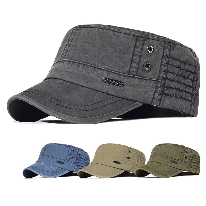 Cappello piatto unisex in cotone lavato quattro stagioni per uomo e donna, design unico, classico, vintage, piatto, moda, resistente al sole, berretti militari