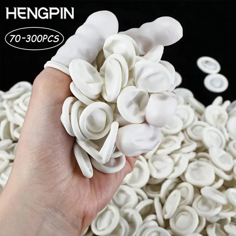 HENGPIN 50G Guanti protettivi per la punta delle dita Set di dita in lattice bianco Set di dita usa e getta da cucina Guanti di sicurezza per protezione medica