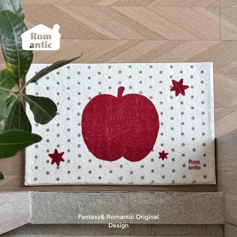 Tappeto VIKAMA con stampa a pois, tappetino antiscivolo morbido e soffice con motivo a mele, ideale per l'arredamento della camera da letto