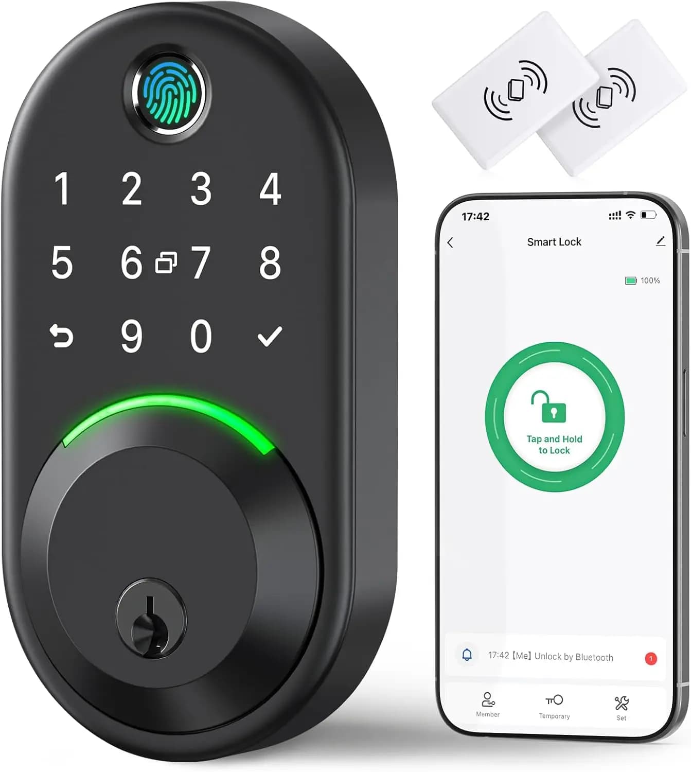 Serratura Intelligente Senza Chiave con Impronta Digitale, Tastierino e Controllo App per Porta d'Ingresso