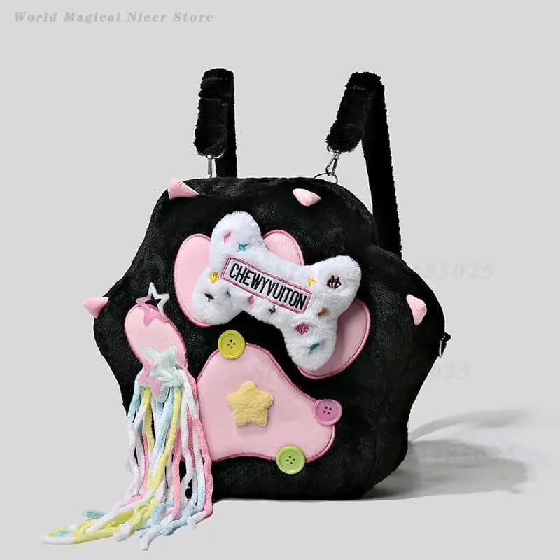 Women Niche Hexagonal Plush Backpack Soft Fluffy Autumn Winter Rucksack Fashion Casual Daily School Travel Shoulder Bag