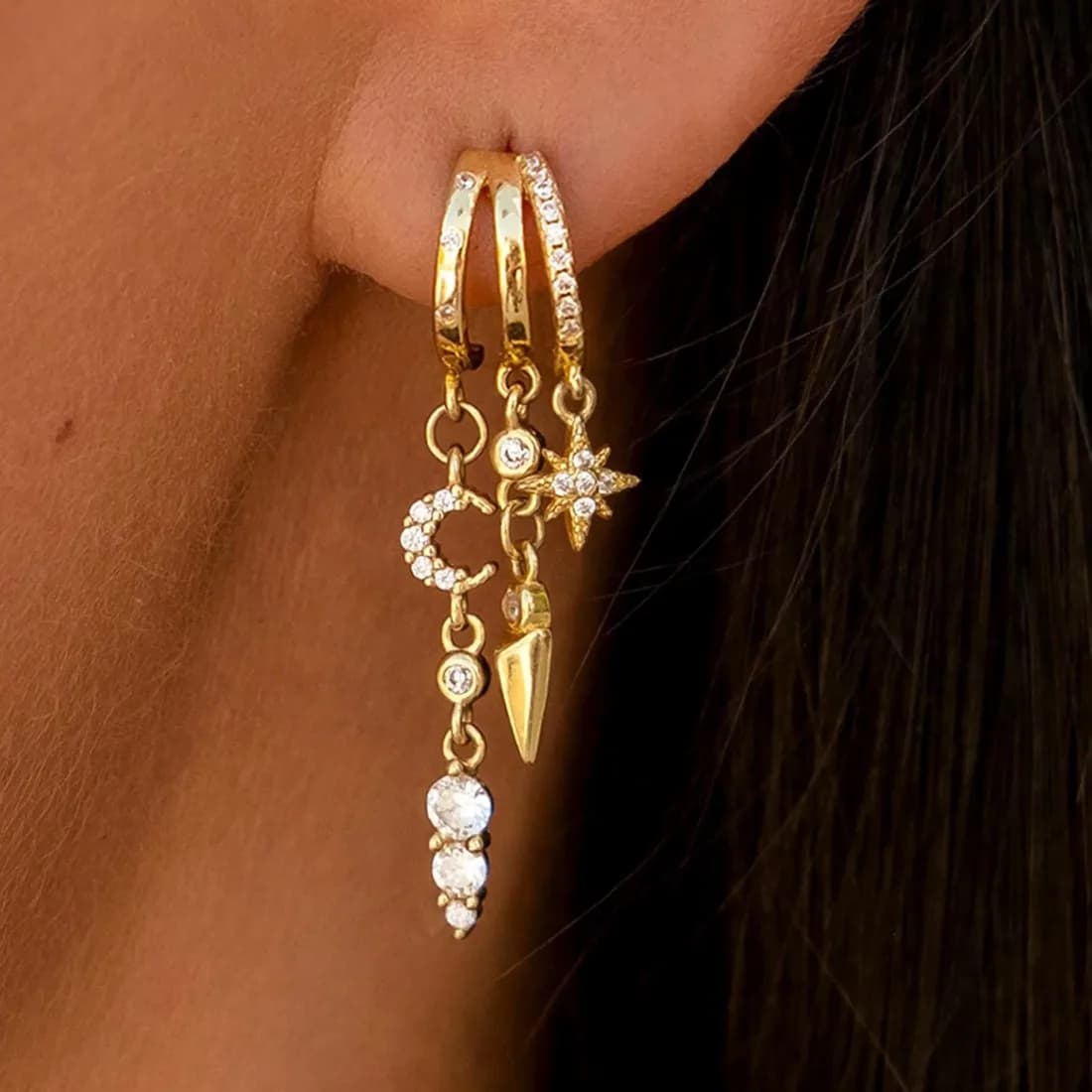 Orecchini Pendenti a Tripla Catena alla Moda, Design Leggero e Confortevole per Tutto il Giorno, Regalo Perfetto per San Valentino per Lei