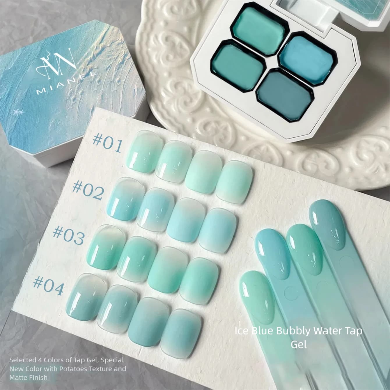 MIANEL 2026 Glacier Bubbles Ice Clear Mint Blue Green Jelly Gel Nail Polish Long Lasting High Gloss Nail Art for Blue Nails