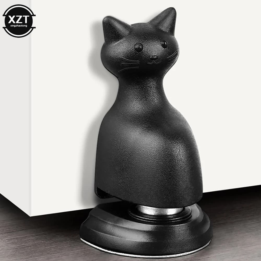 NUOVO fermaporta magnetico a forma di gatto, supporto per porta senza perforazione, fermaporta antivento, hardware per porta anticollisione con adesivo adesivo
