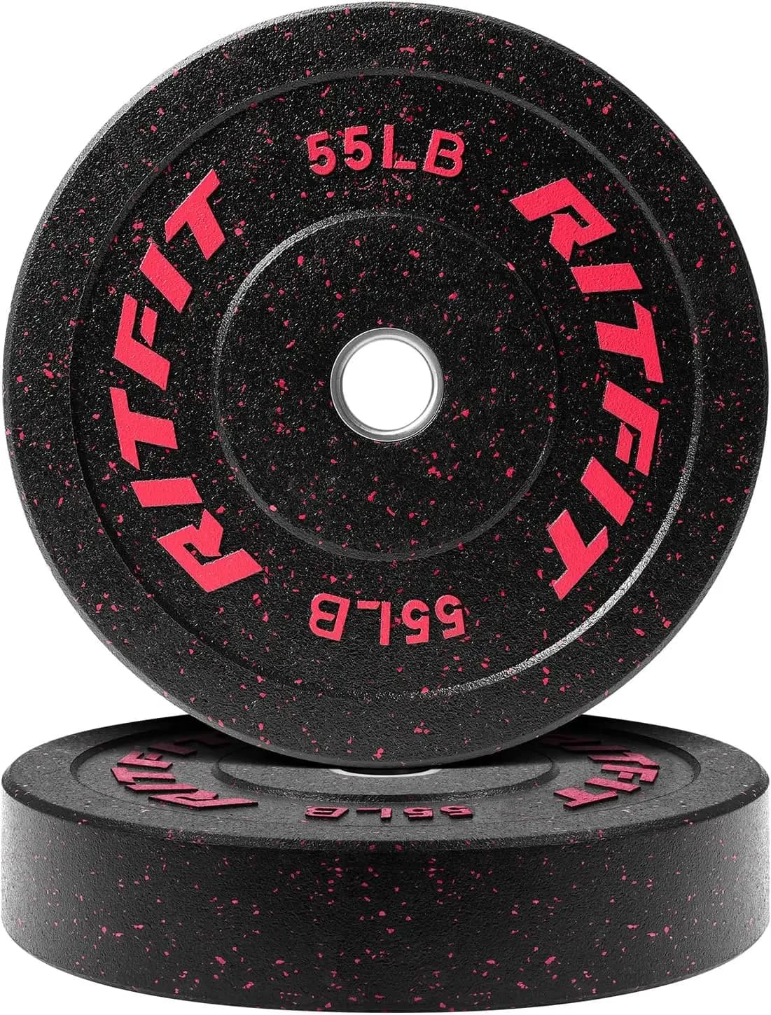 Piastre paraurti, piastre pesi in gomma a collo alto colorate con inserto in acciaio, piastre per pesi da 2 pollici per sollevamento pesi, 2 x55lb
