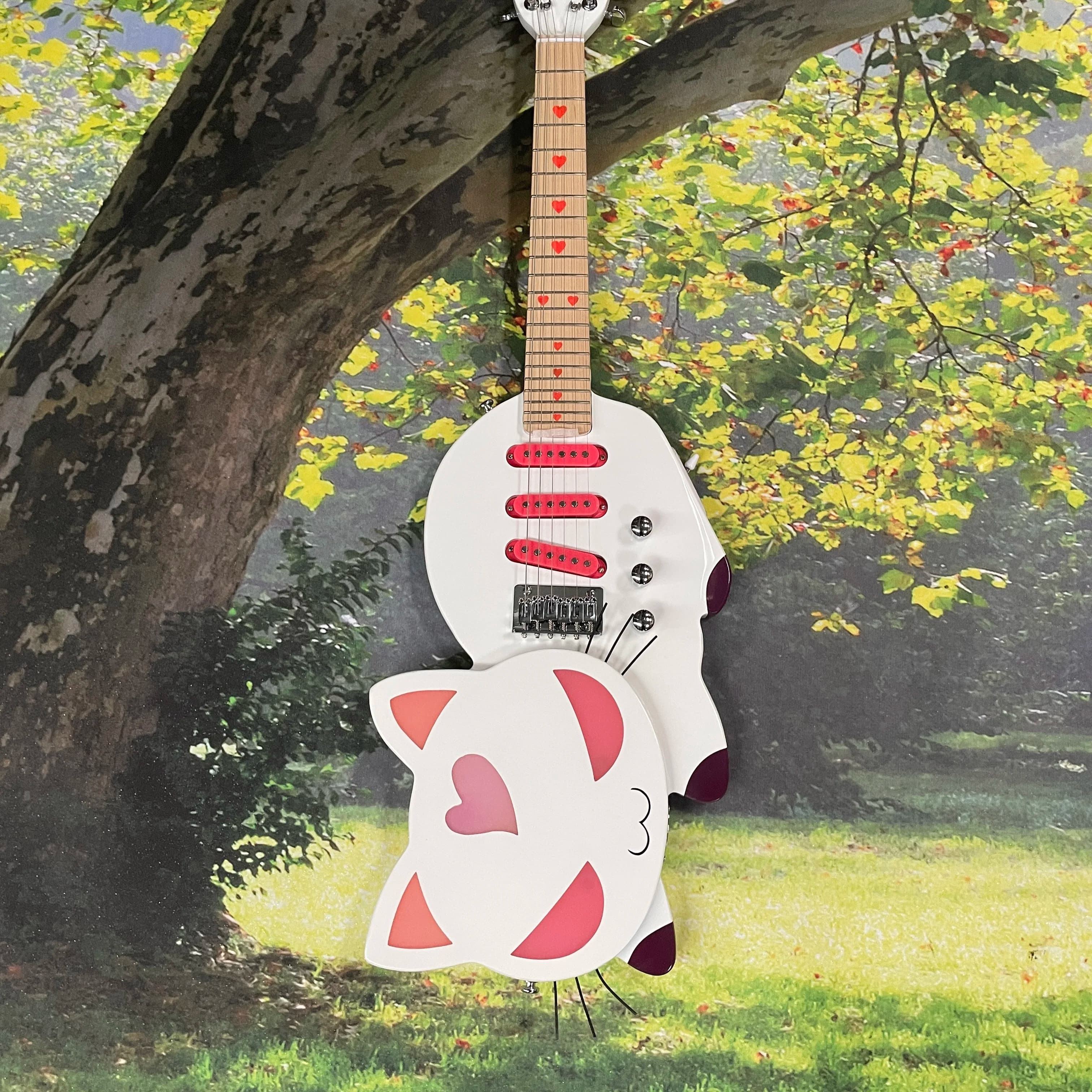 Chitarra elettrica per principianti da ragazza, per chi non ha alcuna esperienza, con cuore intarsiato, tastiera in acero.