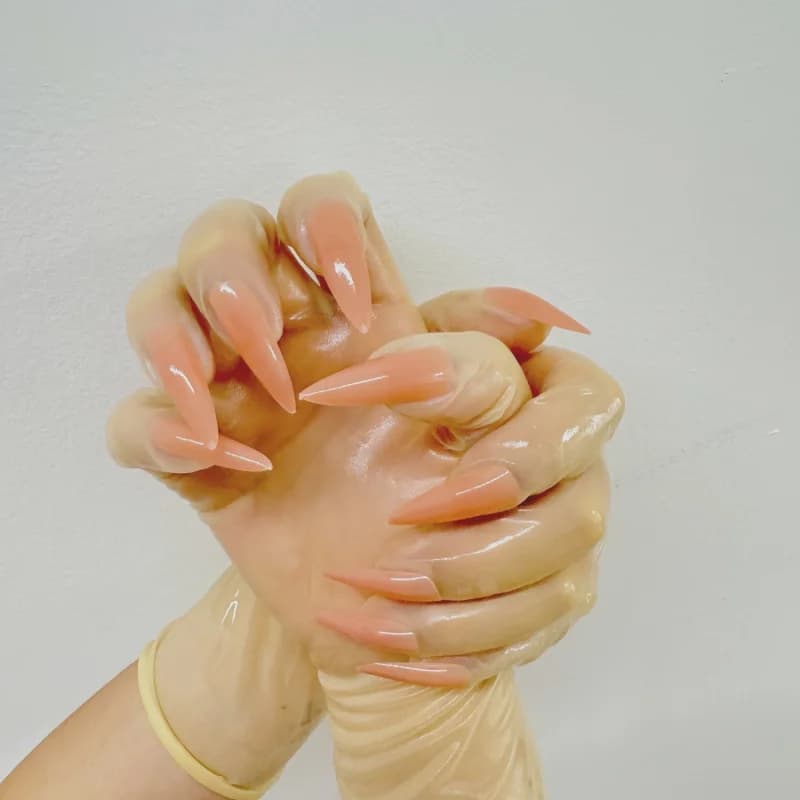 Manicure carine in polvere per pelle fatta a mano in latticeGuanti ultrasottili integrati