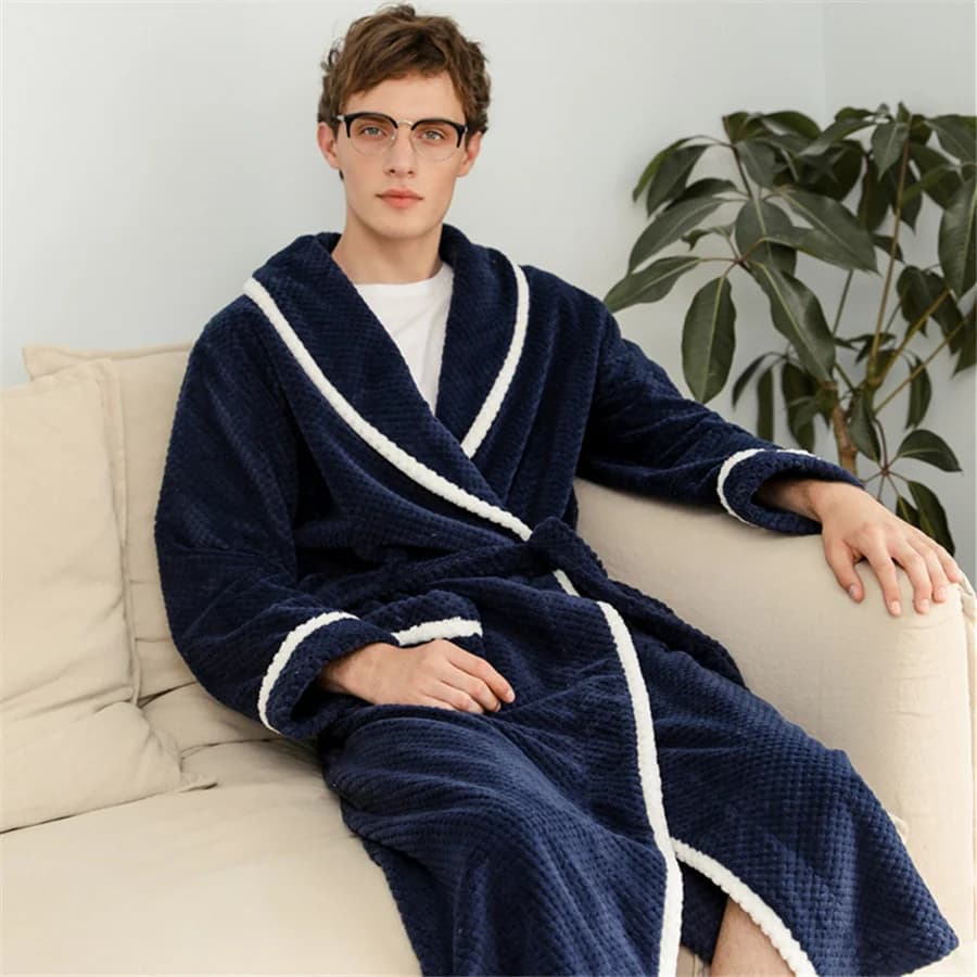 Caldo autunno inverno flanella uomo accappatoio spessa lunga notte pigiameria velluto Kimono Robe abbigliamento uomo Homewear vestaglia