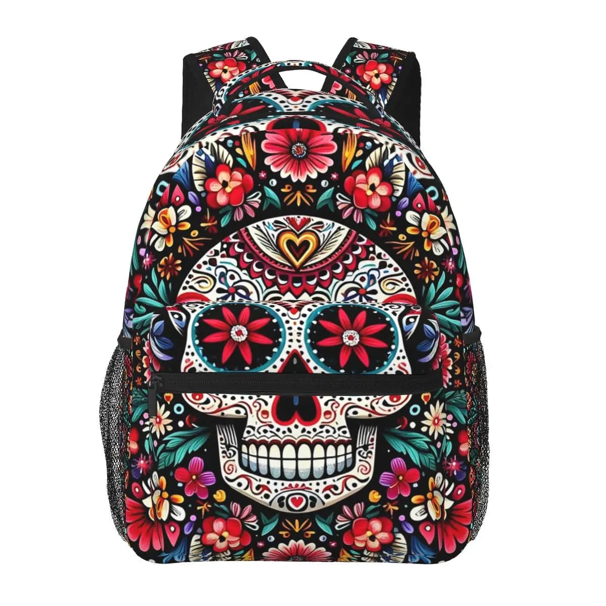 Zaino da studente con teschio messicano dello zucchero, per il Giorno dei Morti, borsa da scuola, zaino da viaggio per escursioni, per uomo e donna, borsa a tracolla