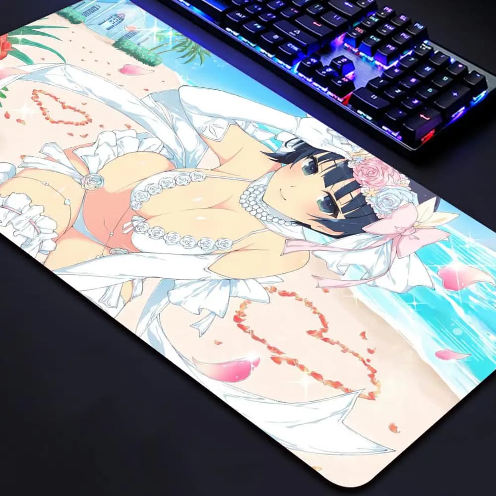 Tappetino per Mouse tappetino per mouse in gomma di grandi dimensioni con bordo di blocco computer gamer HD Senran Kagura wishes stampa Pad per tastiera pad da scrivania