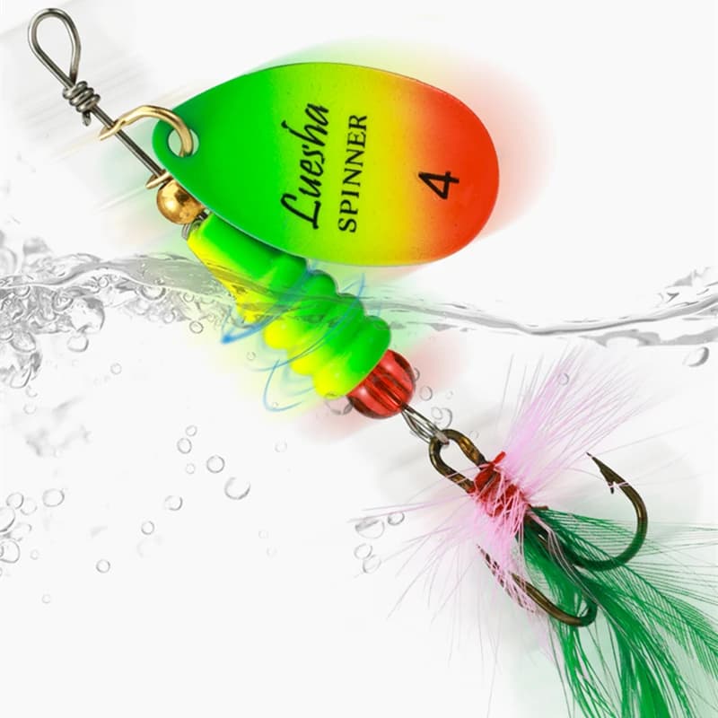 5PCS Fishing Recall Spinner Esca Rotante Paillettes Cucchiaio Spinner Esca Metal Hook Duro Spinner Esche Kit with Spire Equipment Boxes