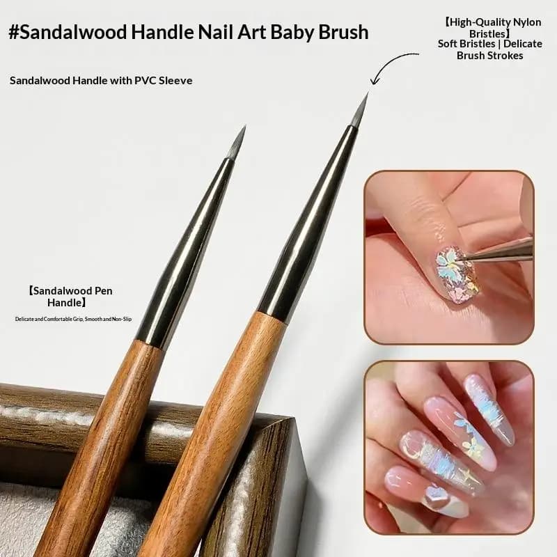 Pennello per Nail Art in Legno di Sandalo da 7mm, Penna per Dettagli e Intaglio, Penna per Fototerapia, Strumento per Manicure