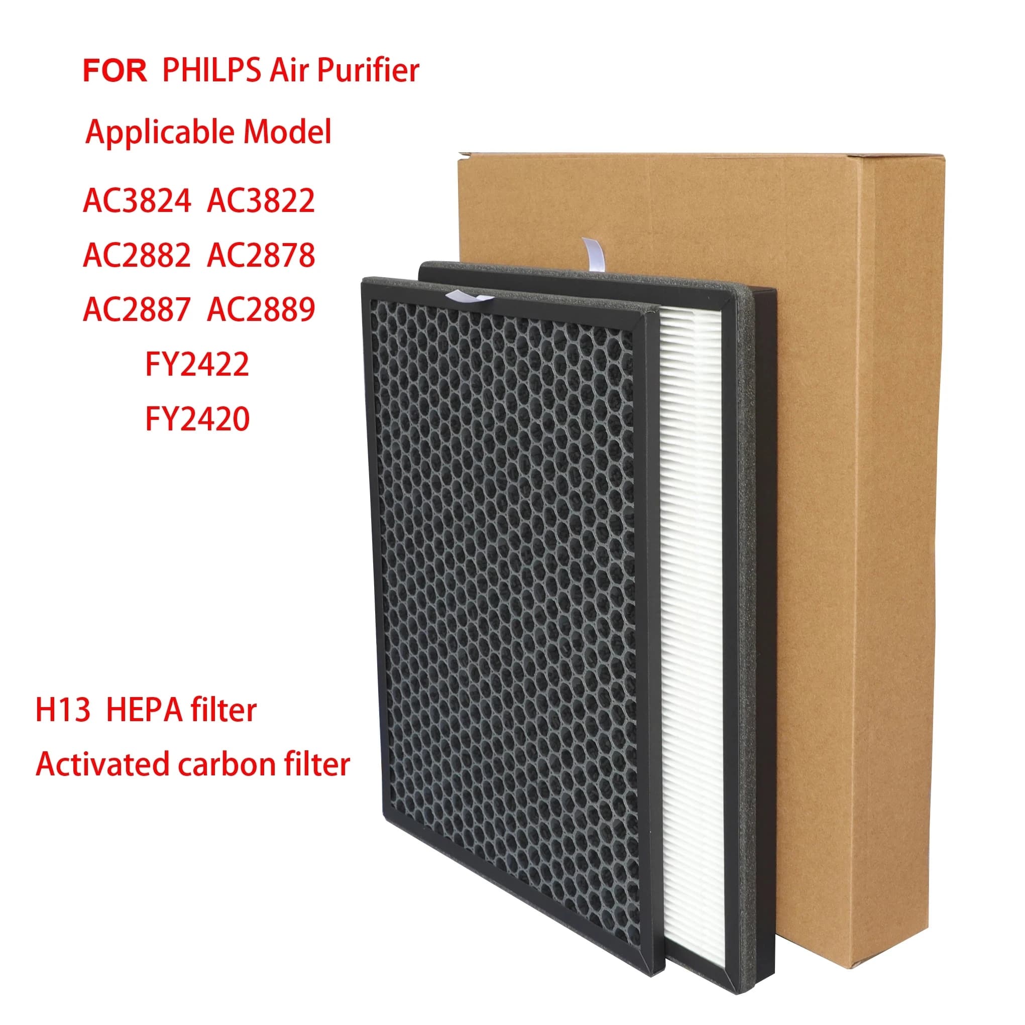 Filtro HEPA H13 a Carbone Attivo FY2420 FY2422 per Purificatore d'Aria Philips AC2889 AC2887 AC2882 AC2878 AC3822