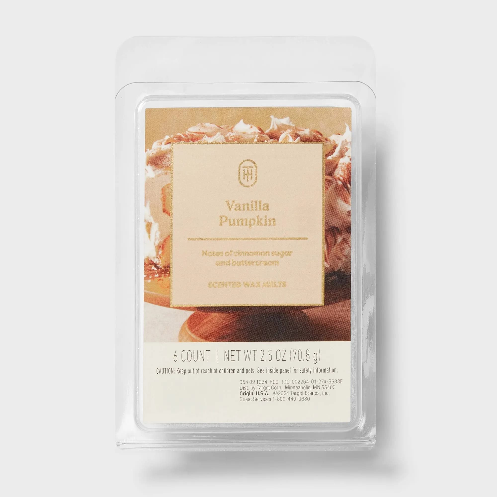 12ct Vanilla Pumpkin Scented Wax Melts For Home Fragrance, Cozy Autumn Aroma, Long Lasting Candle Warmer Cubes