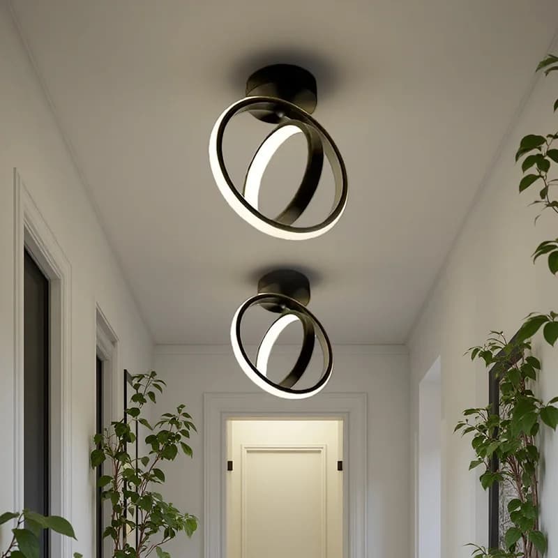 European LED Ceiling Light 2-Ring Creative Design movable Acrylic Lamp Home Living Room Bedroom Fixture Luminaire Chandeliers