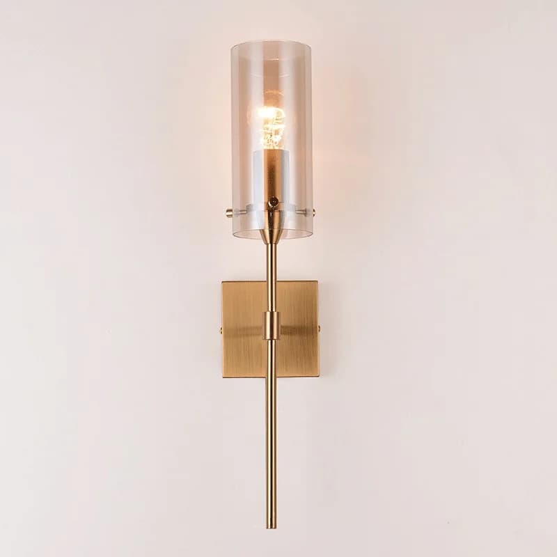 Lampada da parete semplice in rame spazzolato Lampada da parete per sfondo soggiorno Lampada da comodino per camera da letto dell'hotel Lampada frontale per specchio da bagno