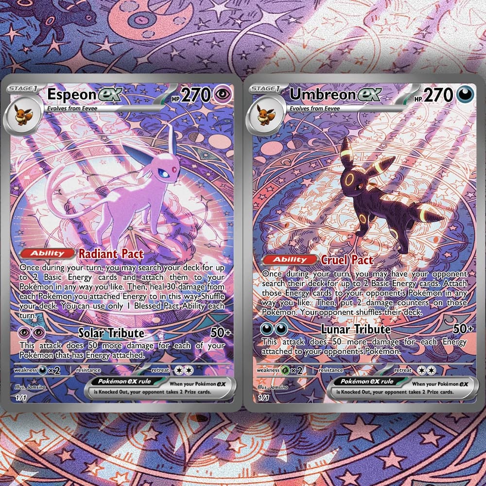 PKM Card Espeon ex/Umbreon ex Dragonite Custom Cards High Quality Pokemon Hobby Collectible Anime Game Card Holographic