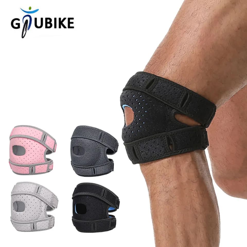 GTUBIKE 1PCS Pressurizzato Ginocchio Avvolgente Manica Supporto Fasciatura Pad Bretelle Elastiche Foro per il Ginocchio Ginocchiera di Sicurezza Basket Tennis Ciclismo