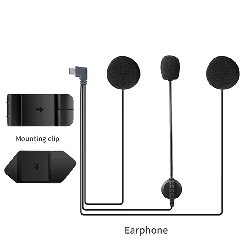 Per EJEAS V6 PRO + tipo C plug auricolare con altoparlante microfono cuffia per casco moto clip e base opzionali