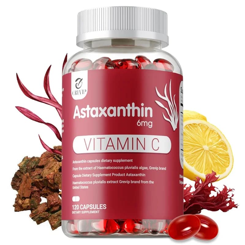 Astaxanthin with vitamin C: a powerful antioxidant supplement that supports skin, bones and immune system health, not GMO