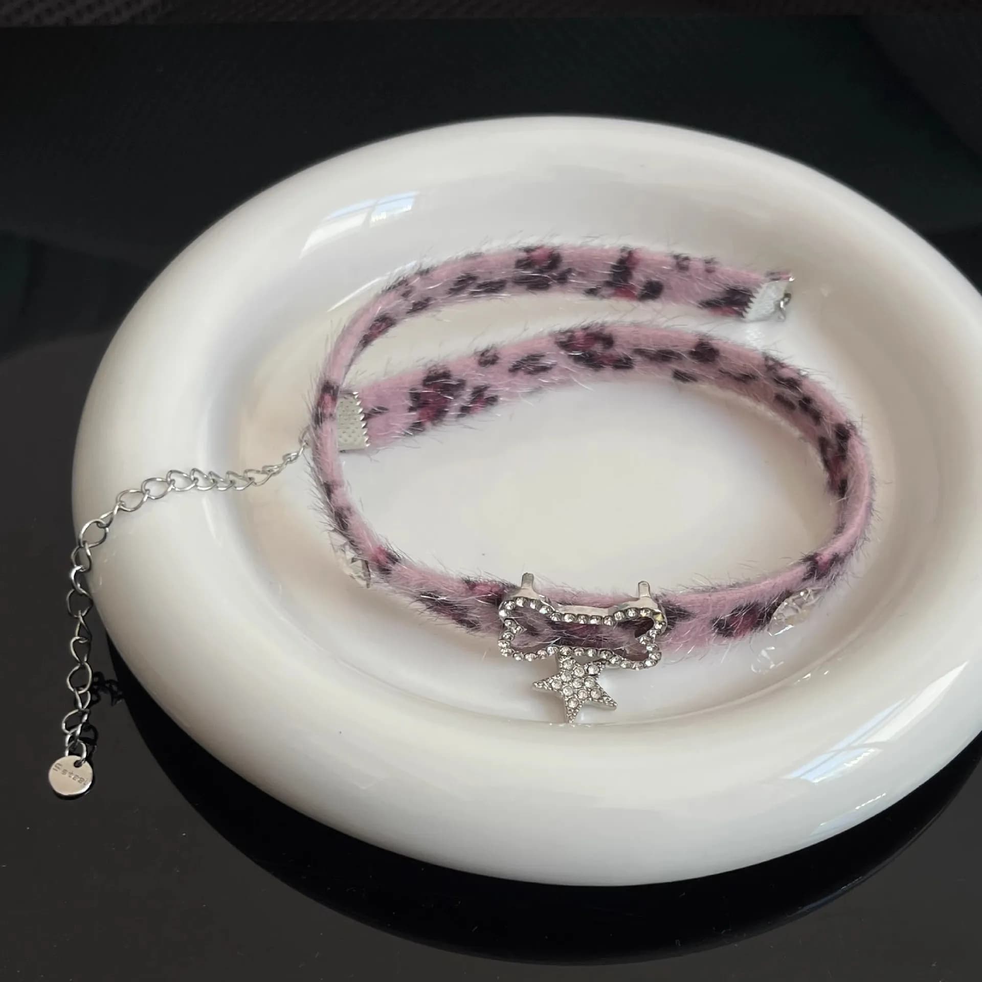 Collana girocollo in peluche con osso di leopardo, ciondolo a stella alla moda, accessori giapponesi Harajuku Y2K, gioielli da festa da donna, regalo