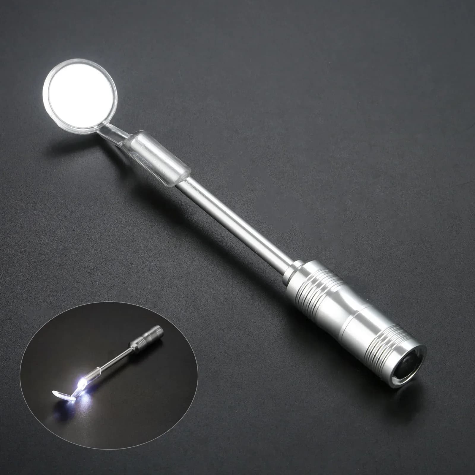 Dental Mirror with LED Light 16,5cm/6,5" for Examination and Whitening Tooths, Luminous Tool for Oral Health