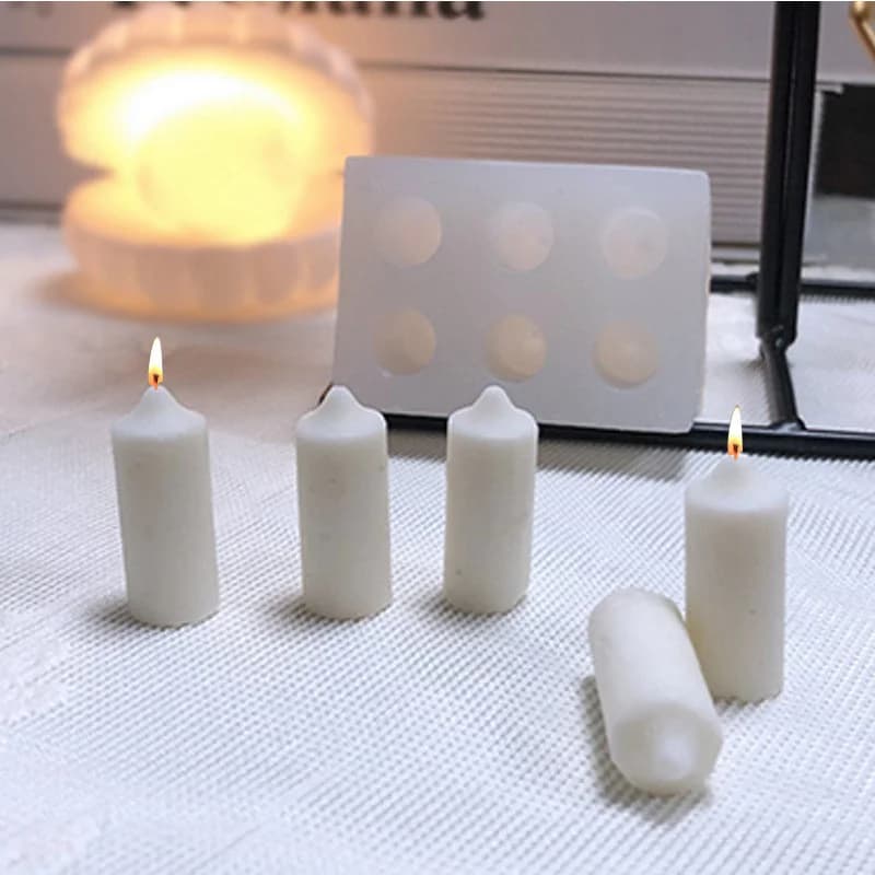 3D Mini candela cilindrica stampo in Silicone candela profumata fatta a mano che fa stampo per torta al cioccolato in resina fai da te per la decorazione della festa di compleanno