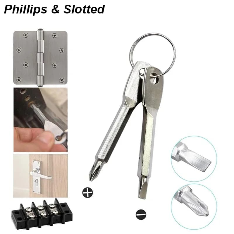 Portable Mini Screwdriver Keychain Phillips Slotted Pocket Repair Gadget EDC Tool With Key Ring For Daily Maintenance