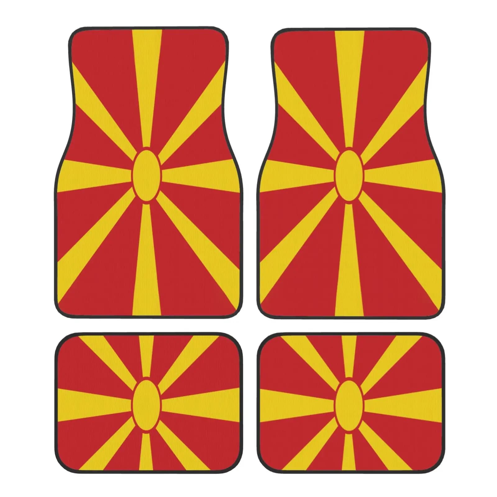 Flag of North Macedonia Pattern Car Waterproof Rubber Car Mats 4PCS Car Floor Carpets Rugs Non-Slip Auto Foot Mats Floor Mat