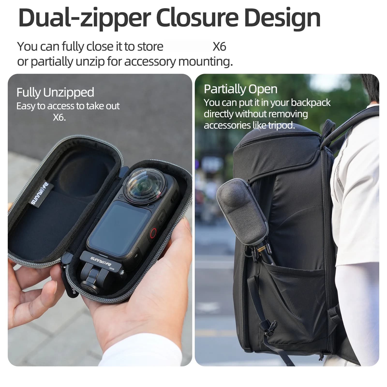 Mini Carrying Case for Insta360 X6 (for Lens Cap/Lens Guard/Adapter Mount), Storage Bag Hard Travel Protector with Carabiner​