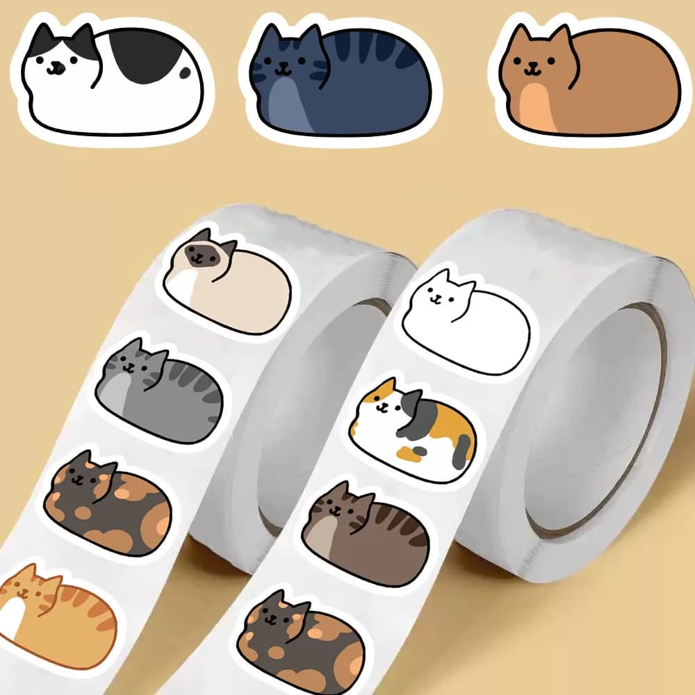 500 Pezzi Adesivi Kawaii a Forma di Gatto, Impermeabili, in Vinile Autoadesivo, Decorativi per Laptop, Valigie, Skateboard, Quaderni