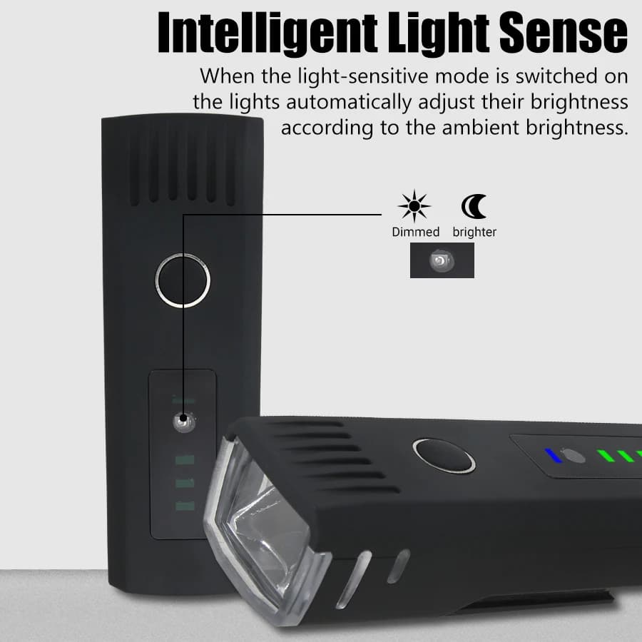 1000LM Black Auto Induction Bicycle Front Light High Low Beam Control USB Charging Waterproof Headlight With Rear Taillight