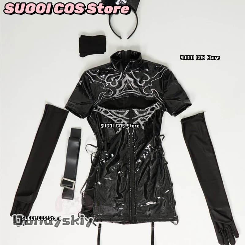 SUGOI@NieRut omata 2B Gothic Nurse Gonna Leather Cosplay Authentic anime swimsuit for special edition holidays