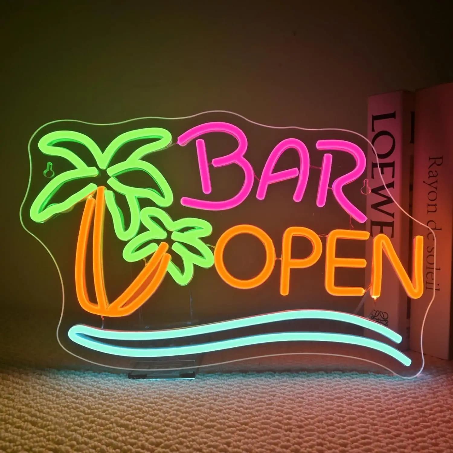 Insegna al Neon a Forma di Albero di Cocco, Luci al Neon USB Dimmerabili per Bar, Caffè, Man Cave, Negozi, Hotel, Decorazioni per Feste, Insegne per Attività Commerciali