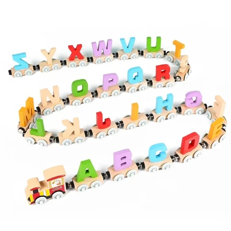 Giocattolo del treno in legno Montessori Giocattoli educativi per l'alfabeto cognitivo precoce Set di treni con numeri magnetici per i più piccoli Giocattoli matematici