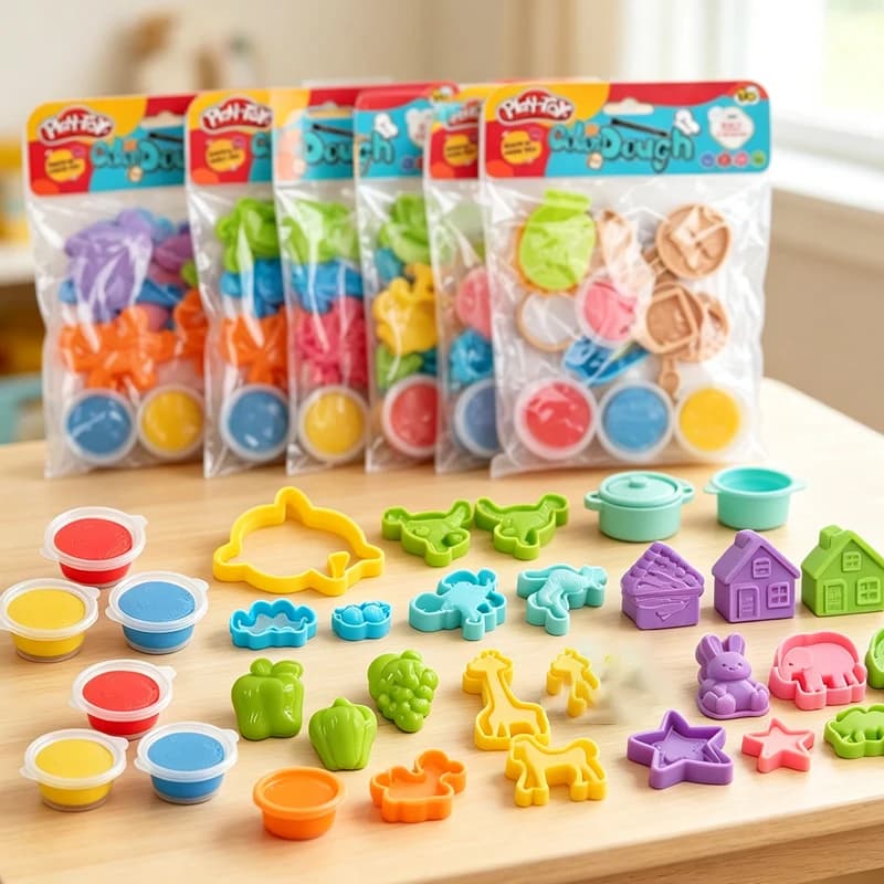 20/27Pcs Kids Play Dough Accessories Cartoon Animals Hamburger Fruit Color Clay Molds Set Children's DIY Play Dough Toy Series