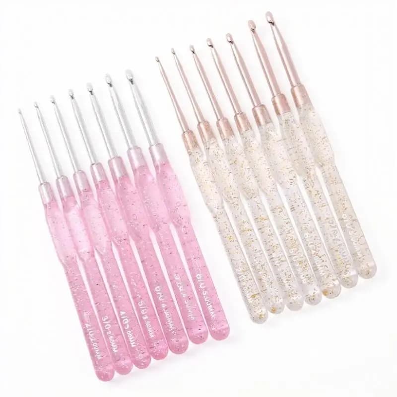 7 Pcs Aluminum Crochet Hooks Set Comfort Grip Clear Colorful Handles 2-5mm for DIY Sweater Knitting Craft