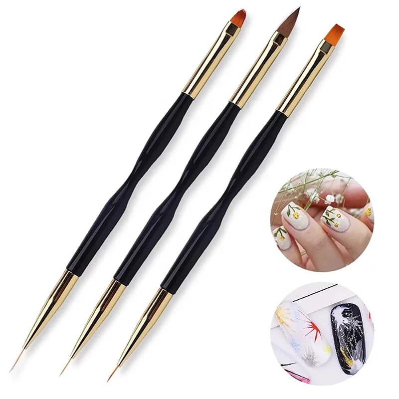 Set di Pennelli per Nail Art a Righe Francesi, Penna Ultra-Sottile per Disegno, Pennelli a Doppia Punta per Gel UV, Strumenti per Manicure